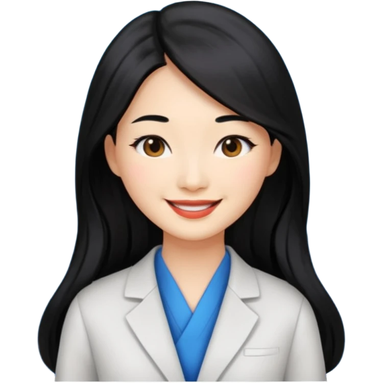 data scientist, chic dressed, asian woman, long black hair emoji