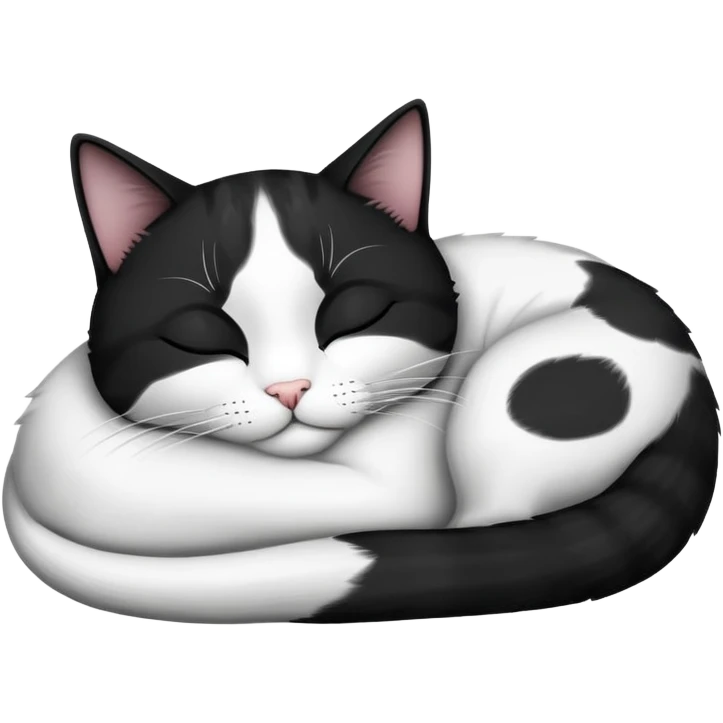 Black and white Devon cat sleeping emoji