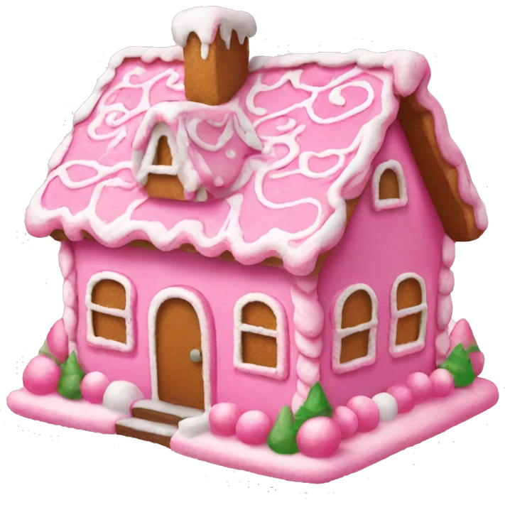 Pink gingerbread house emoji
