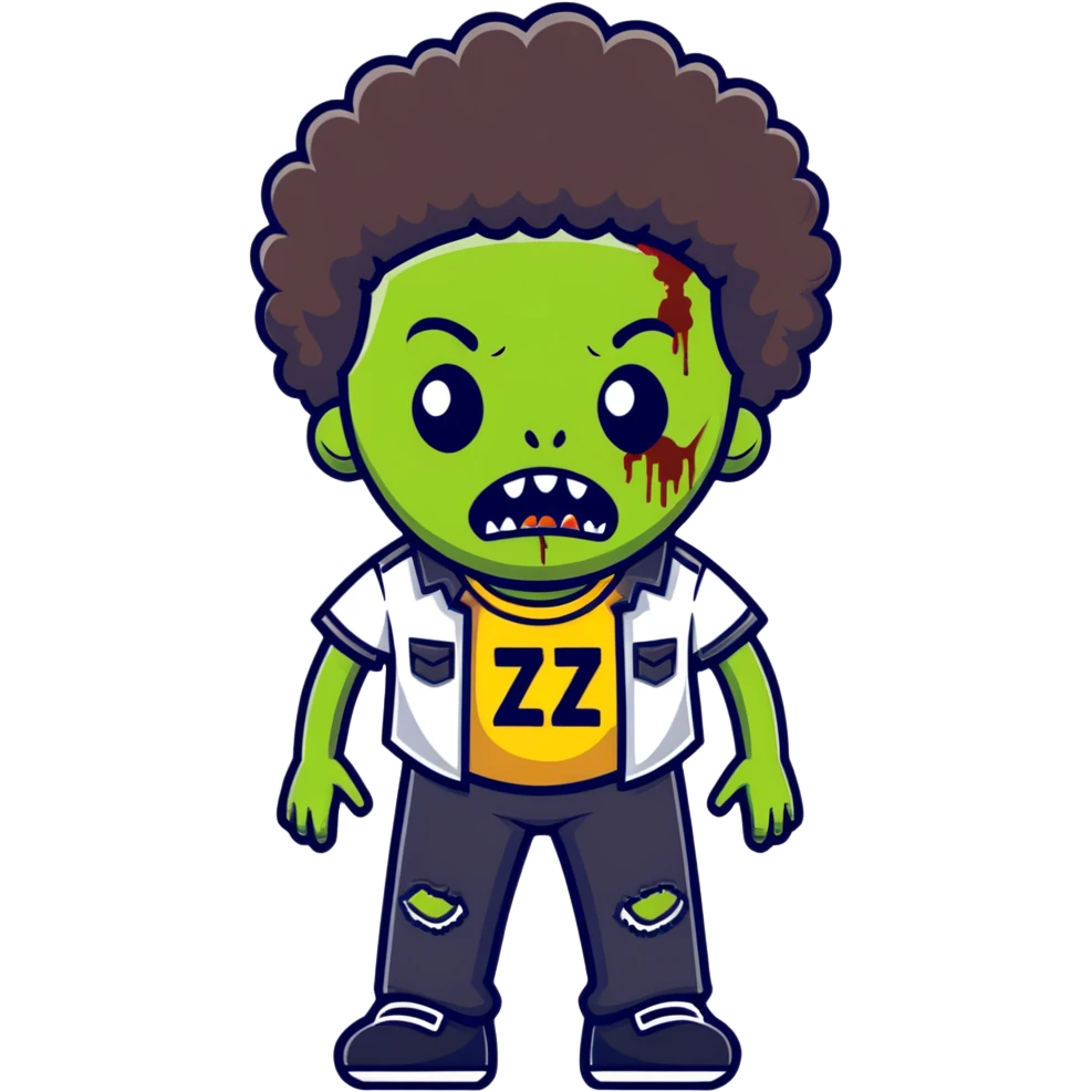 Male zombie emoji with Afro  emoji