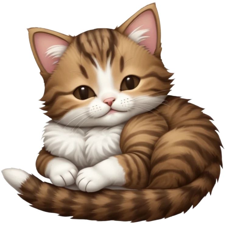 dark brown tabby and white kitten sleeping upside down on its back emoji