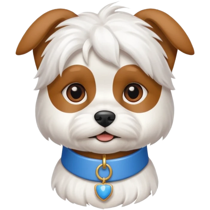maltese with brown ears and a blue collar emoji