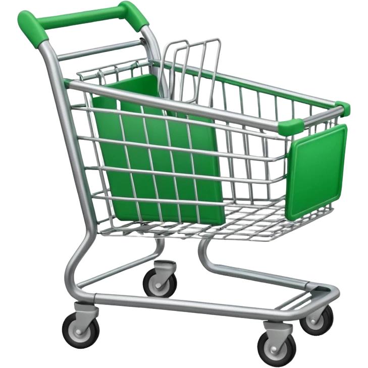 create empty shopping trolley emoji with green tone color emoji