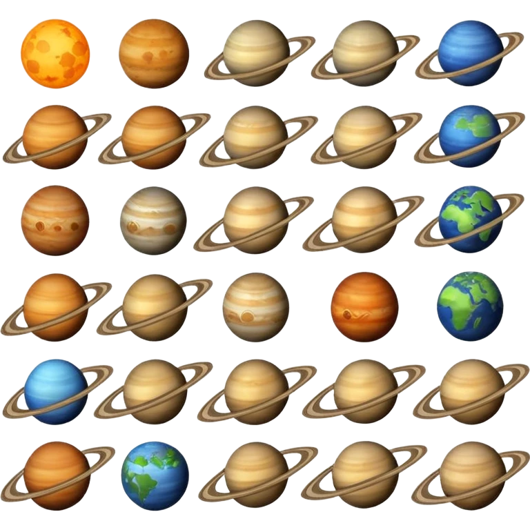 12 planets emojis I need a line for each planet mercury emoji