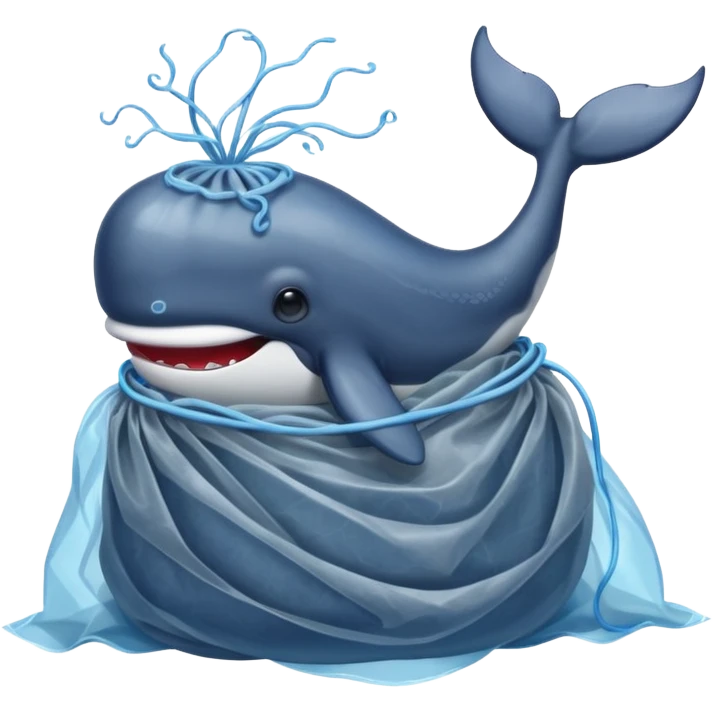 whale stuck in plastic waste bag emoji