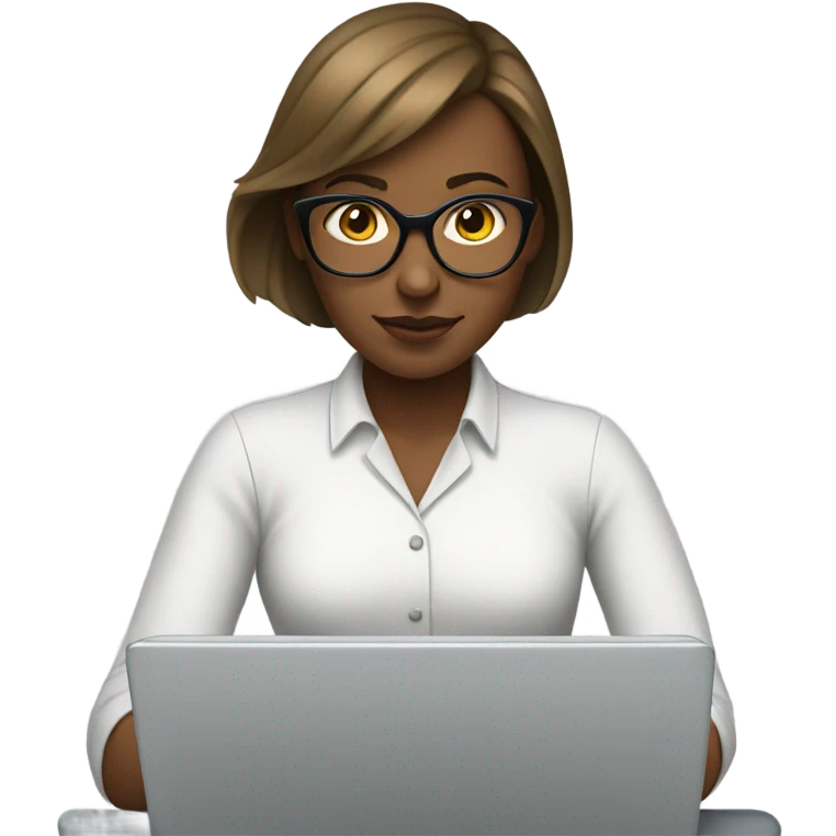 white woman working in laptop  emoji