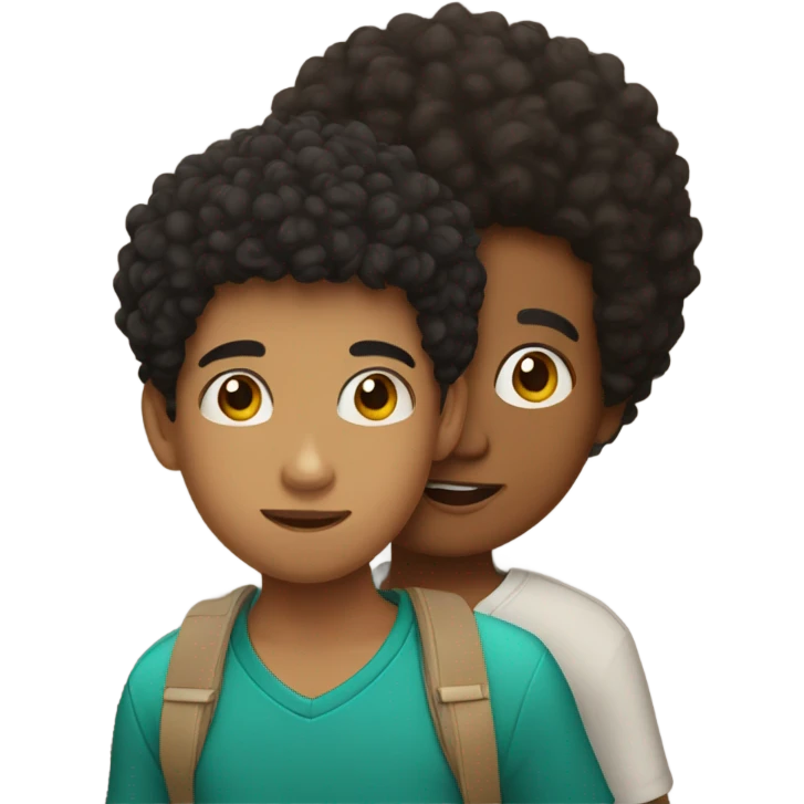 Boy afro kissing boy Mexican emoji