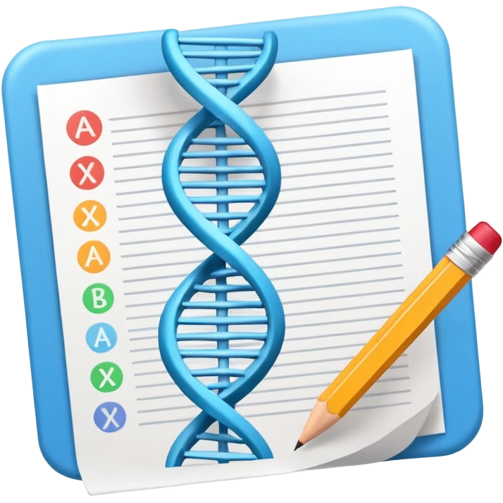 exam paper with a DNA symbol and pencil emoji