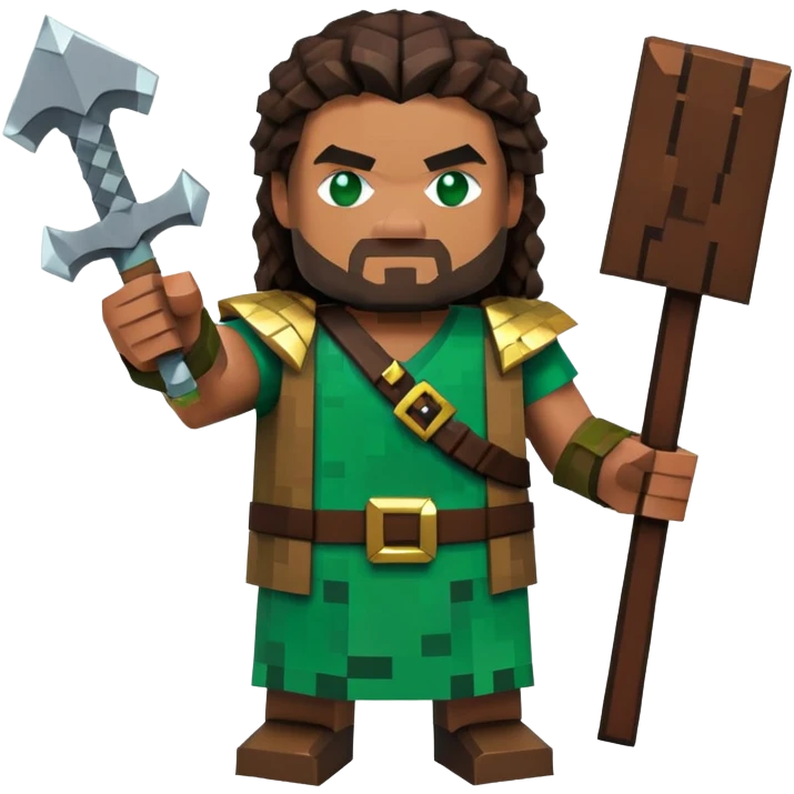 Jason Momoa as a Minecraft character emoji