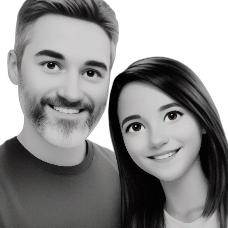 smiling duo in monochrome emoji