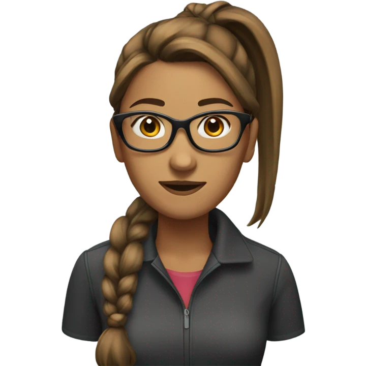 woman with brown ponytail wearing glasses emoji