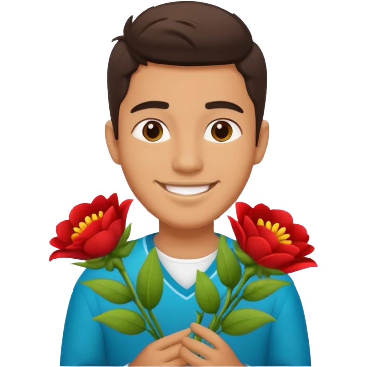 Cute Mexican guy giving you flowers always  emoji