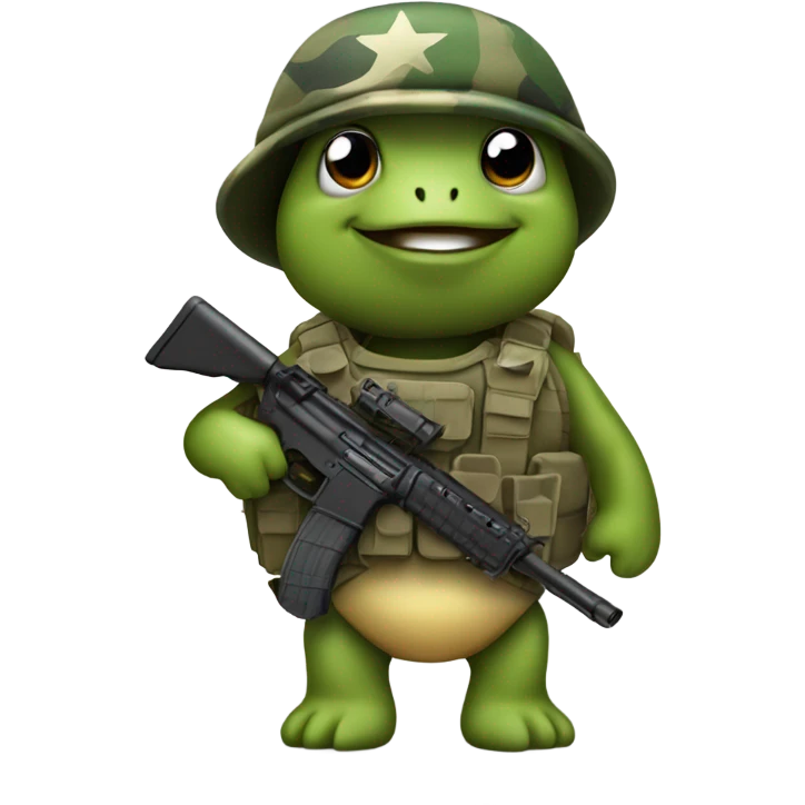 turtle in the army with a gun emoji