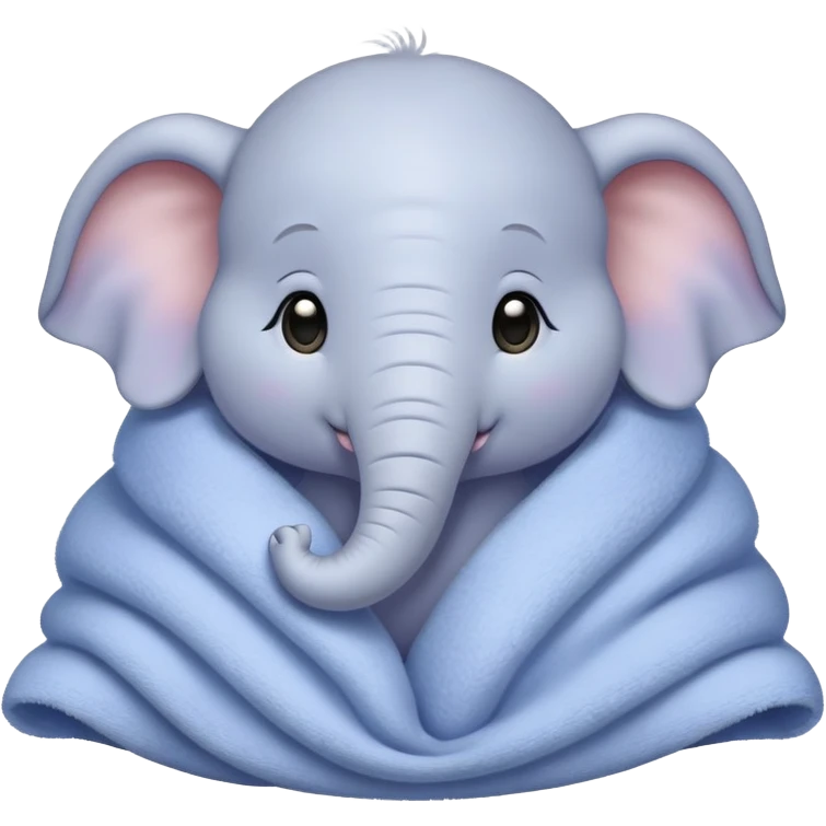 baby white elephant cozy in a periwinkle blanket emoji