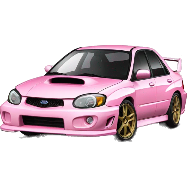 baby pink 2004 wrx impreza with white wheels emoji