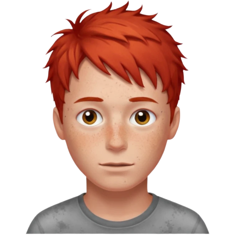 Guy with short eyelashes and red hair messy emoji