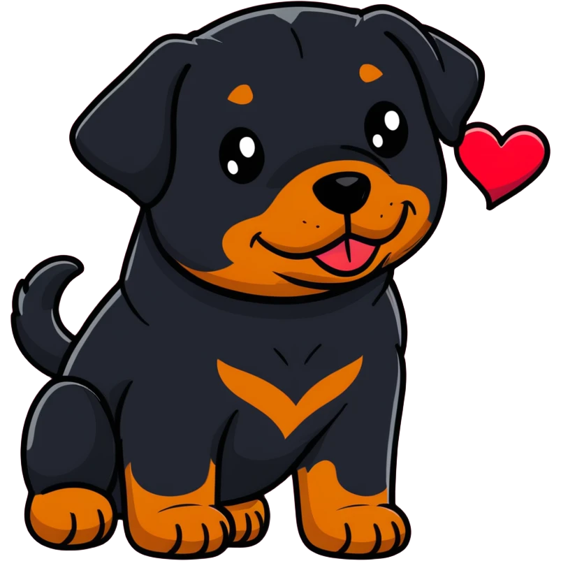 Rottweiler with hearts emoji
