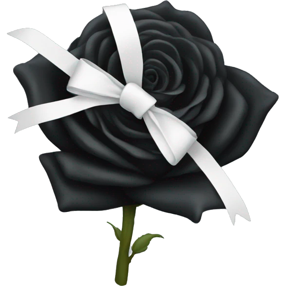 Black rose with a white bow emoji