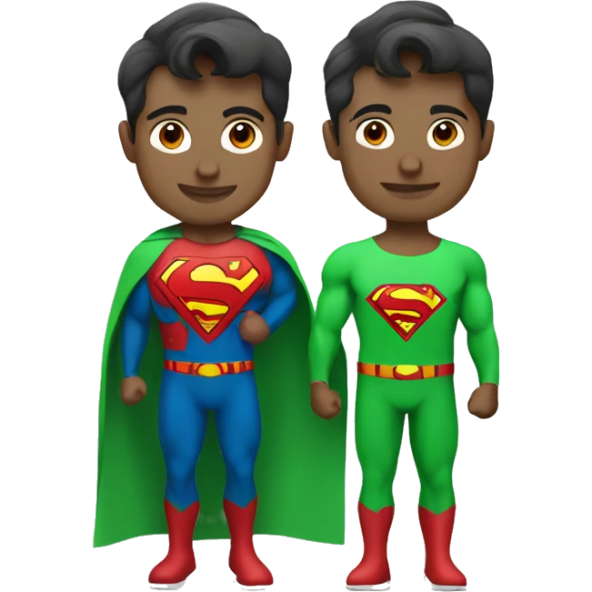 Superman as personal trainer dressed with green sport clothes and capa emoji