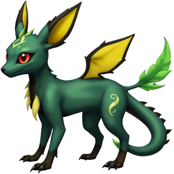 Dark Edgy Salandit-Leafeon-Umbreon-Fakémon-hybrid-creature (full body)  emoji