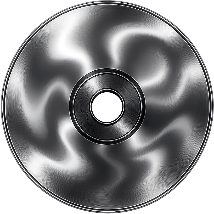 A minimalist CD disc with abstract pattern, glowing effect, pink color emoji