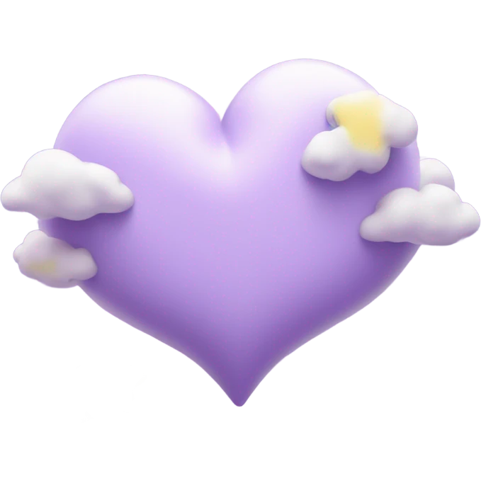 light violet heart with clouds and stars emoji