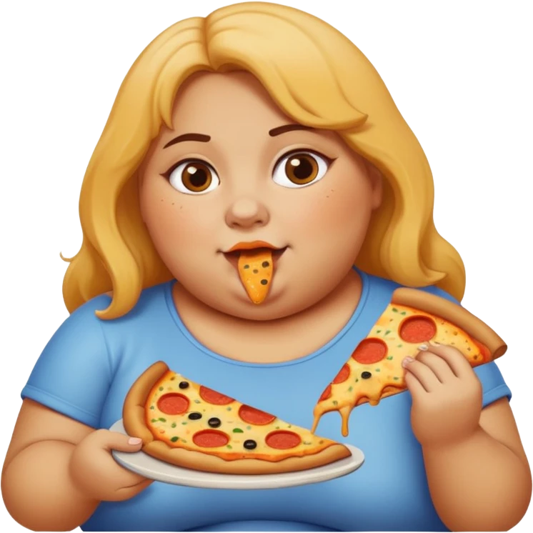 Fat girl eating pizza emoji