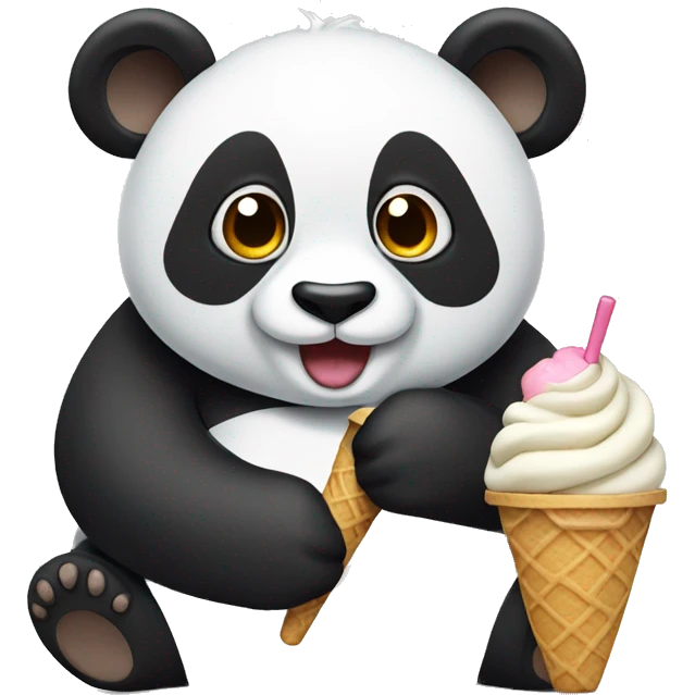 Panda eating ice cream emoji