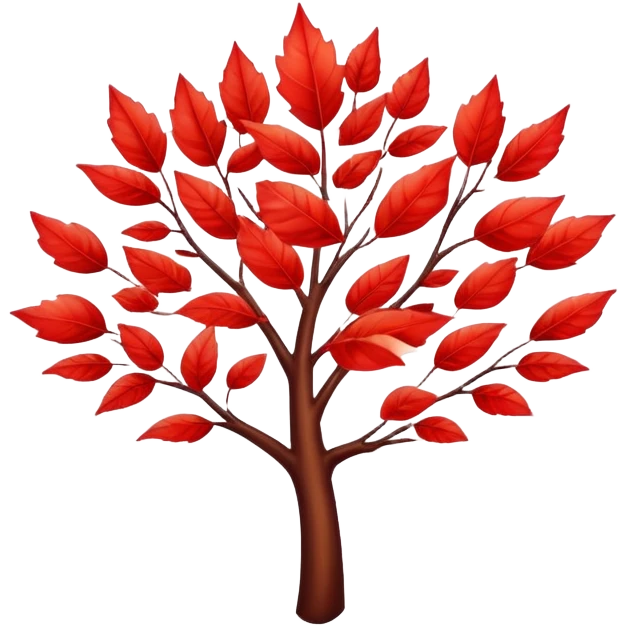 Red leaf, flying from the tree, bright edges emoji