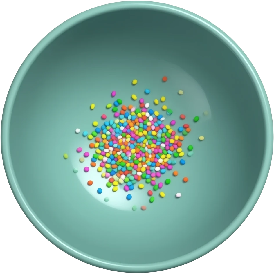 super realistic teal bowl with rainbow sprinkes emoji