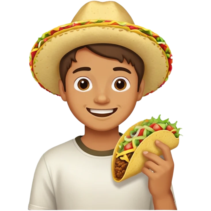 A boy eating a taco emoji