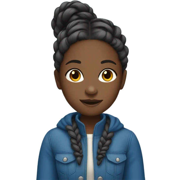 dark skin black girl with braids and blue jacket emoji