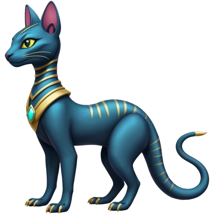Futuristic Modern Furry Ethereal Beautiful Salandit-Bastet-Fakémon-hybrid-creature (full body)  emoji