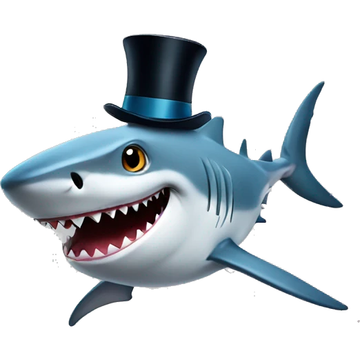 Shark with a top hat emoji