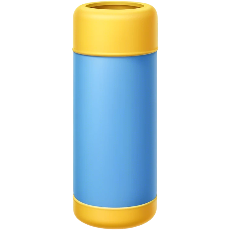 Blue foam tube with yellow ends on both end, not hollow, front view emoji