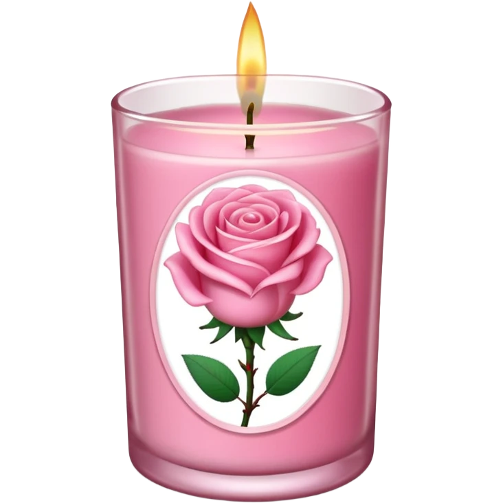 Rose candle – pink wax in clear glass with floral label emoji