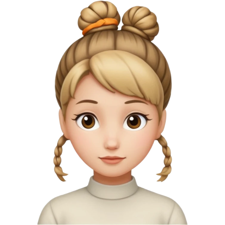 head with a bun hairstyle emoji