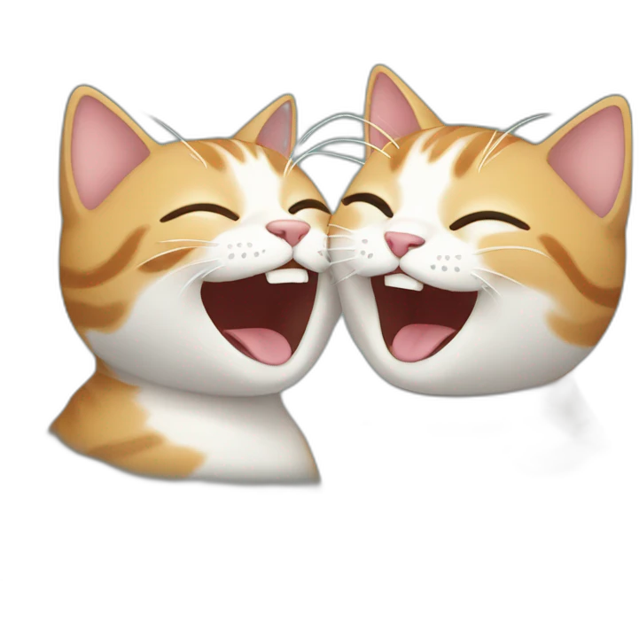 two cute cats laughing emoji