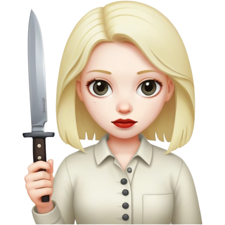 Crazy scary girl with knife emoji