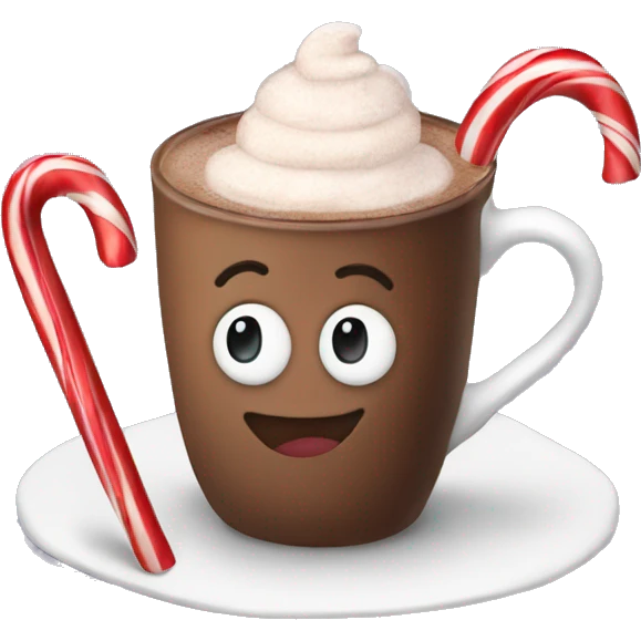 Hot cocoa with candy cane in it emoji