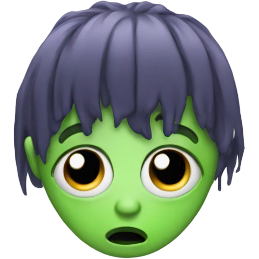crying face with alien hair  emoji