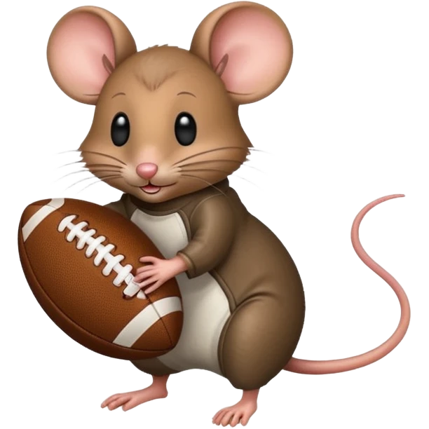 Mouse picking up football emoji