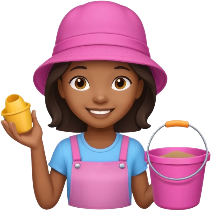 black kid girl with toy sand bucket emoji