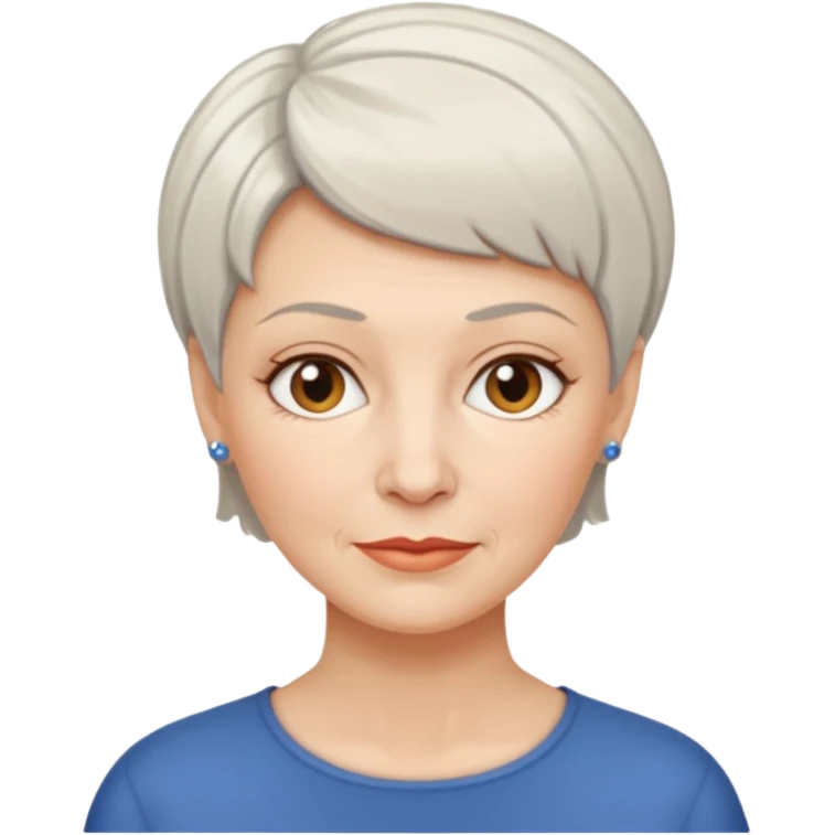 hazme la misma mujer blanca pero mas viejita y con el pelo corto emoji