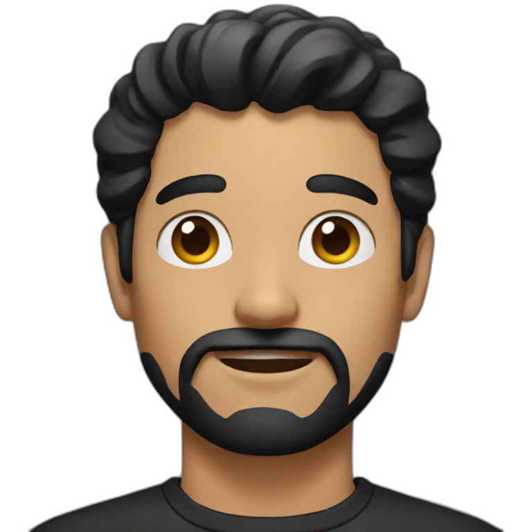 A man with black hair and a black cat emoji