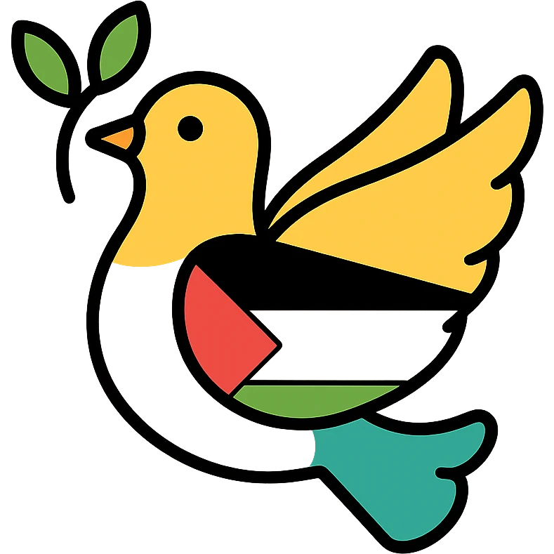 simple modern icon of a dove with Palestinian flag colors emoji