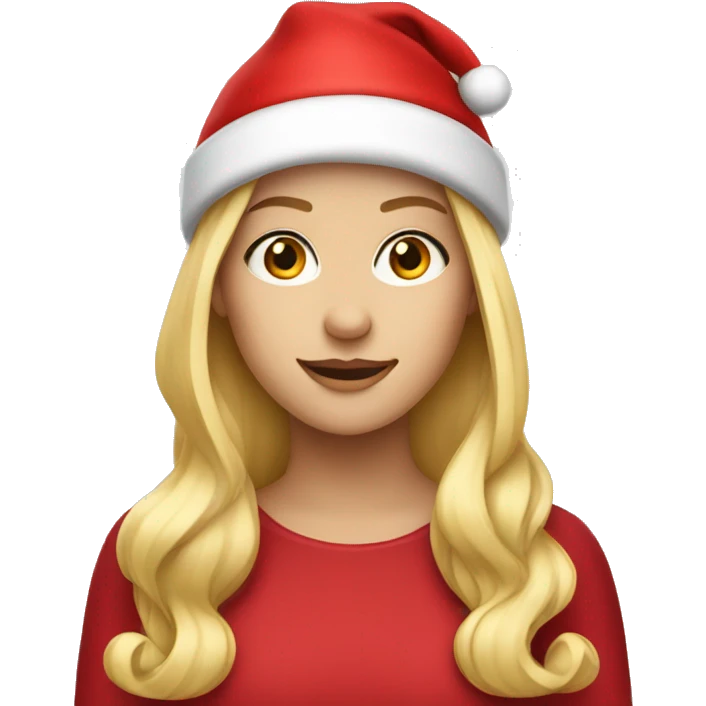 blonde girl with red hat like santa clause emoji