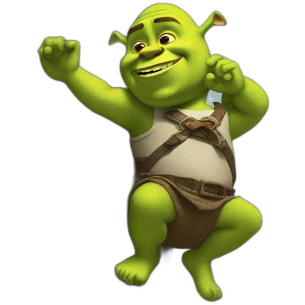 shrek is climbing on a tree emoji