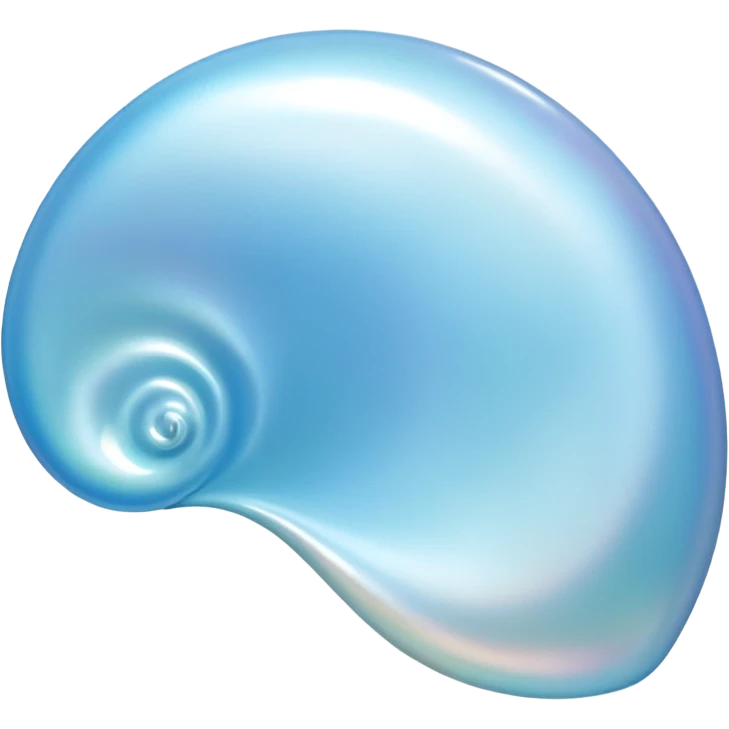 Light blue Mother-of-pearl shell emoji, pearl texture, soft gradient, smooth curves, glossy finish emoji