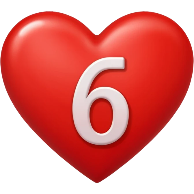 Red heart with 6 in it emoji